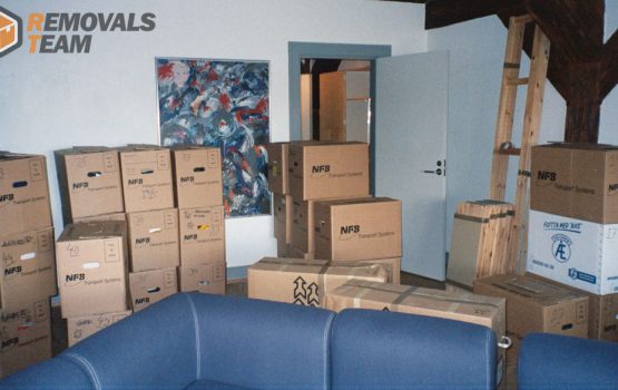 Boxes packed for moving