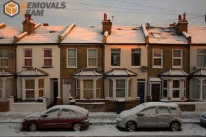 London suburb in winter